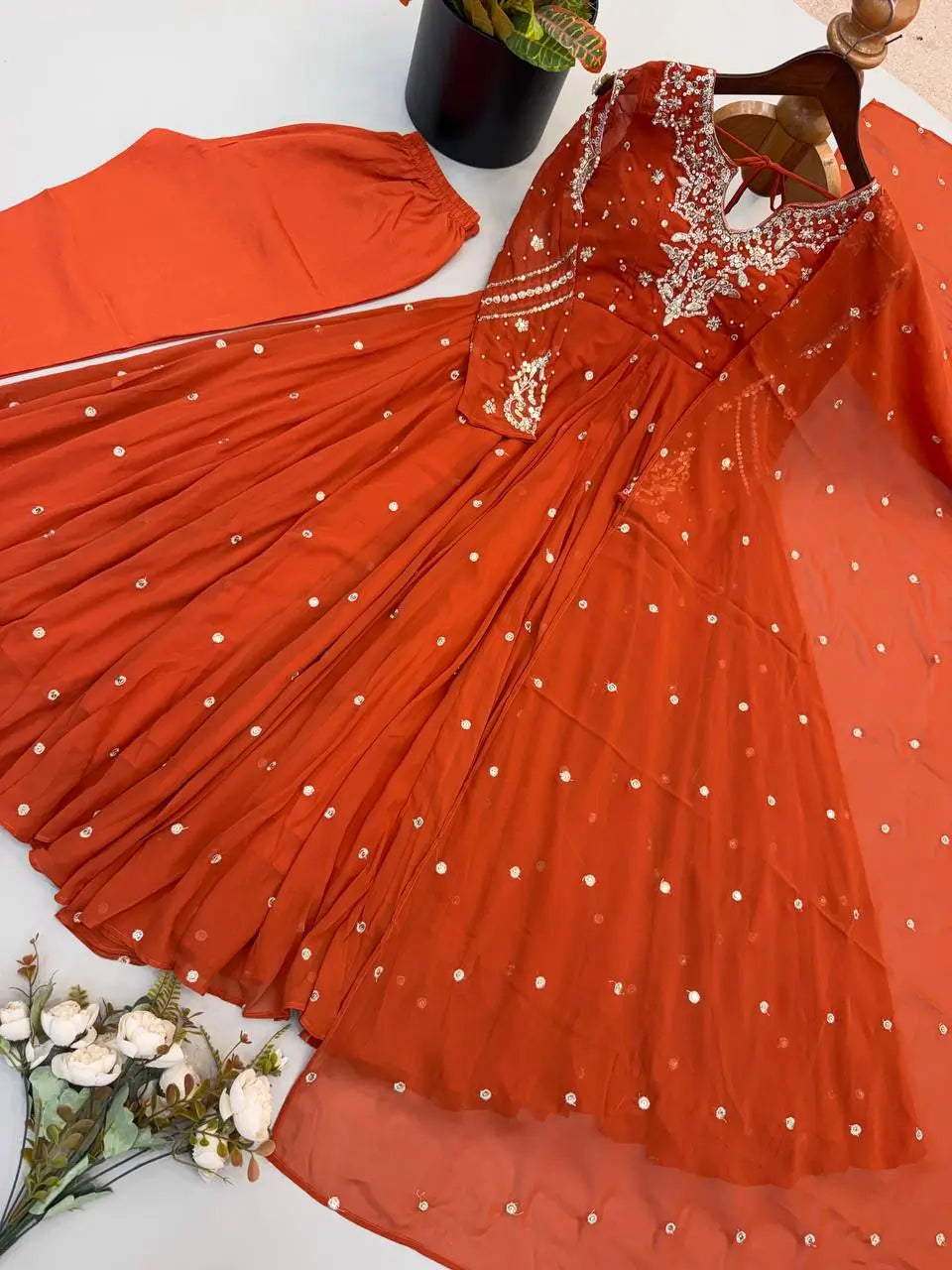 Mirror Sequin Embroidered Anarkali
