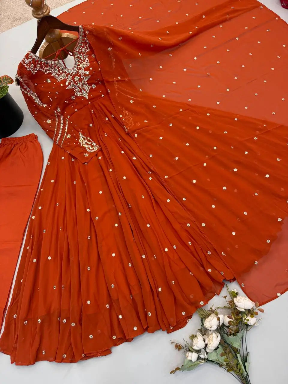 Mirror Sequin Embroidered Anarkali
