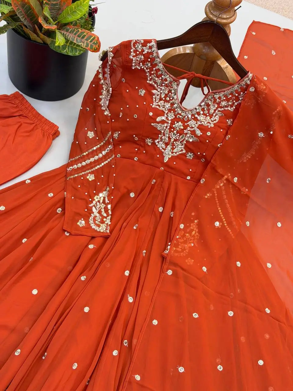 Mirror Sequin Embroidered Anarkali
