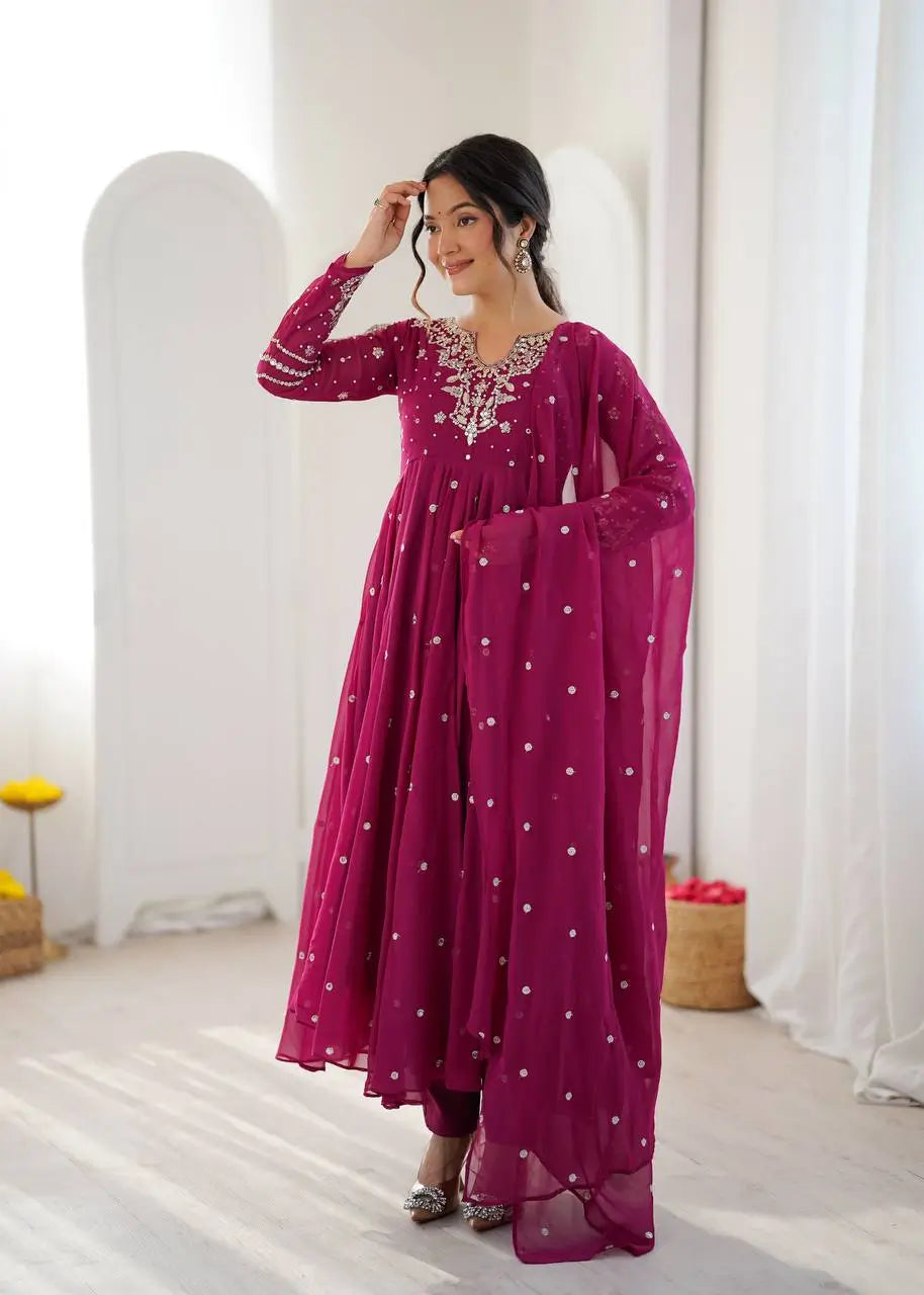 Mirror Sequin Embroidered Anarkali
