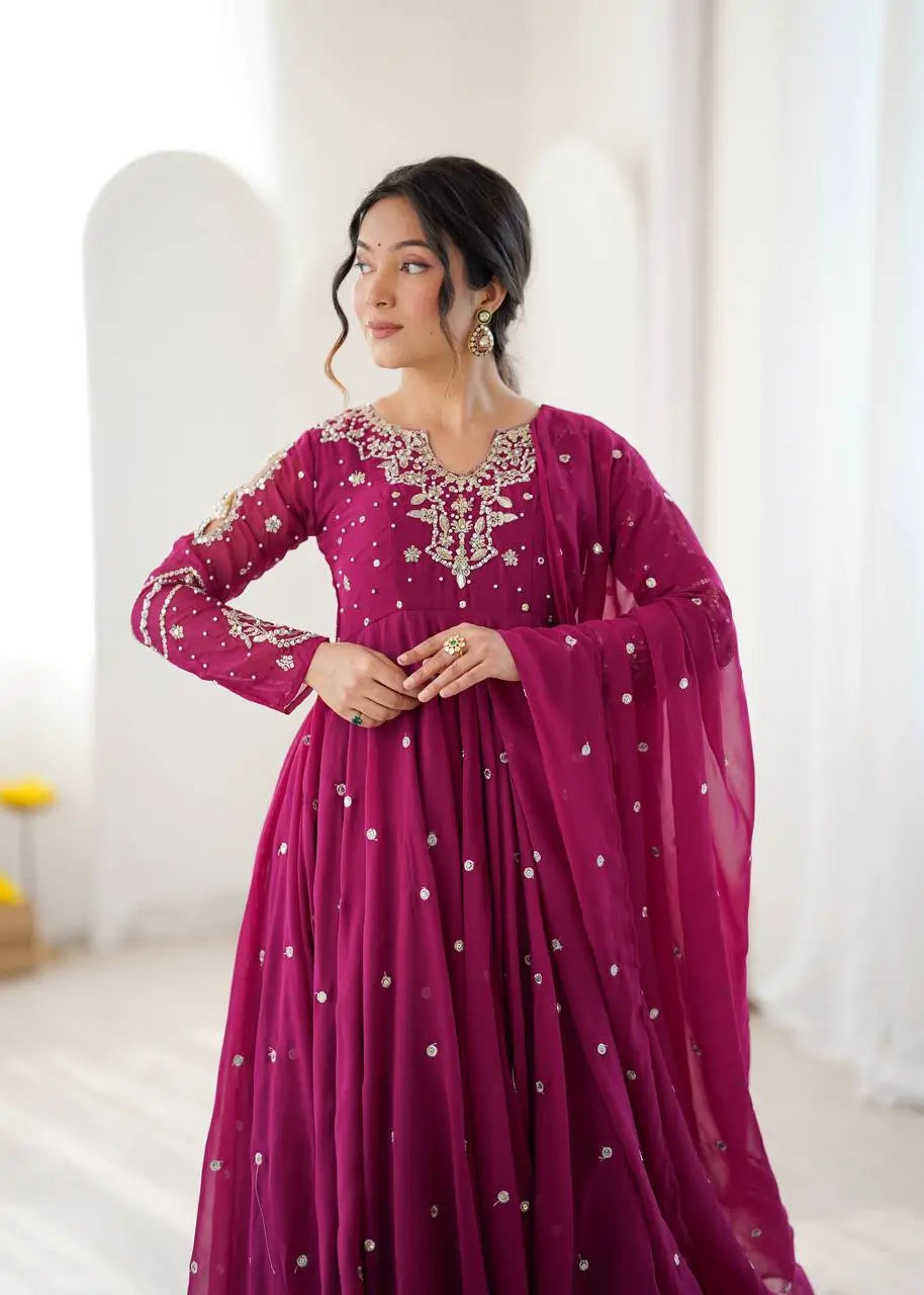 Mirror Sequin Embroidered Anarkali