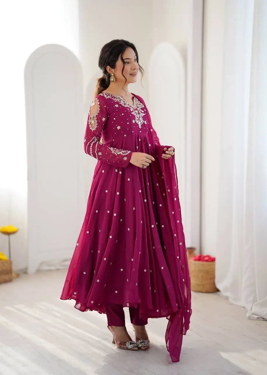 Mirror Sequin Embroidered Anarkali