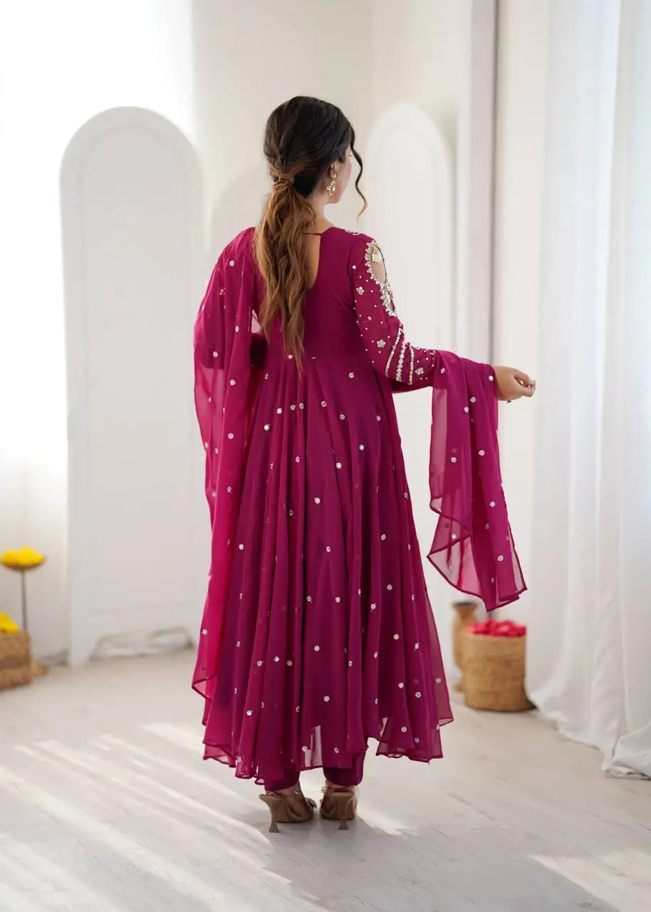 Mirror Sequin Embroidered Anarkali