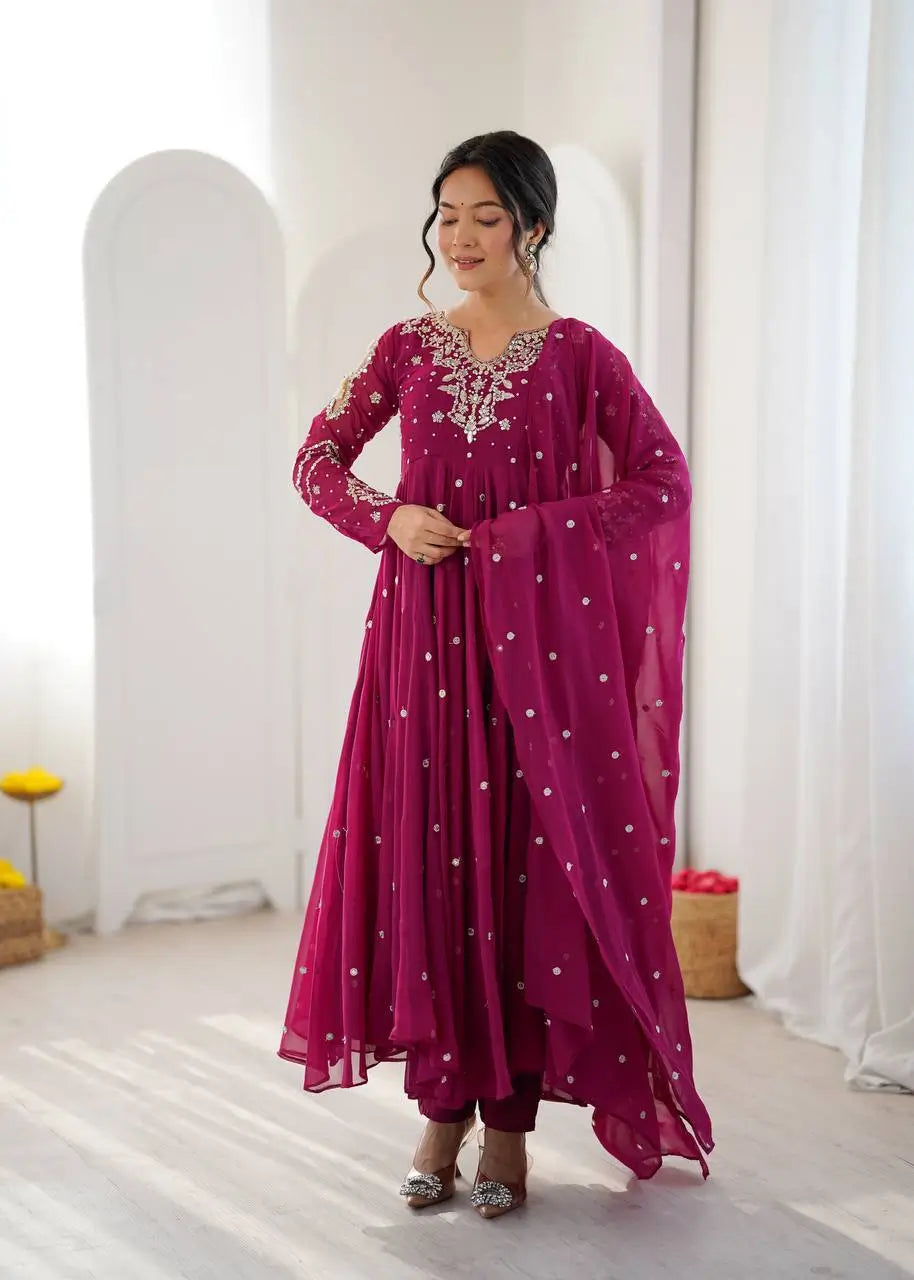 Mirror Sequin Embroidered Anarkali