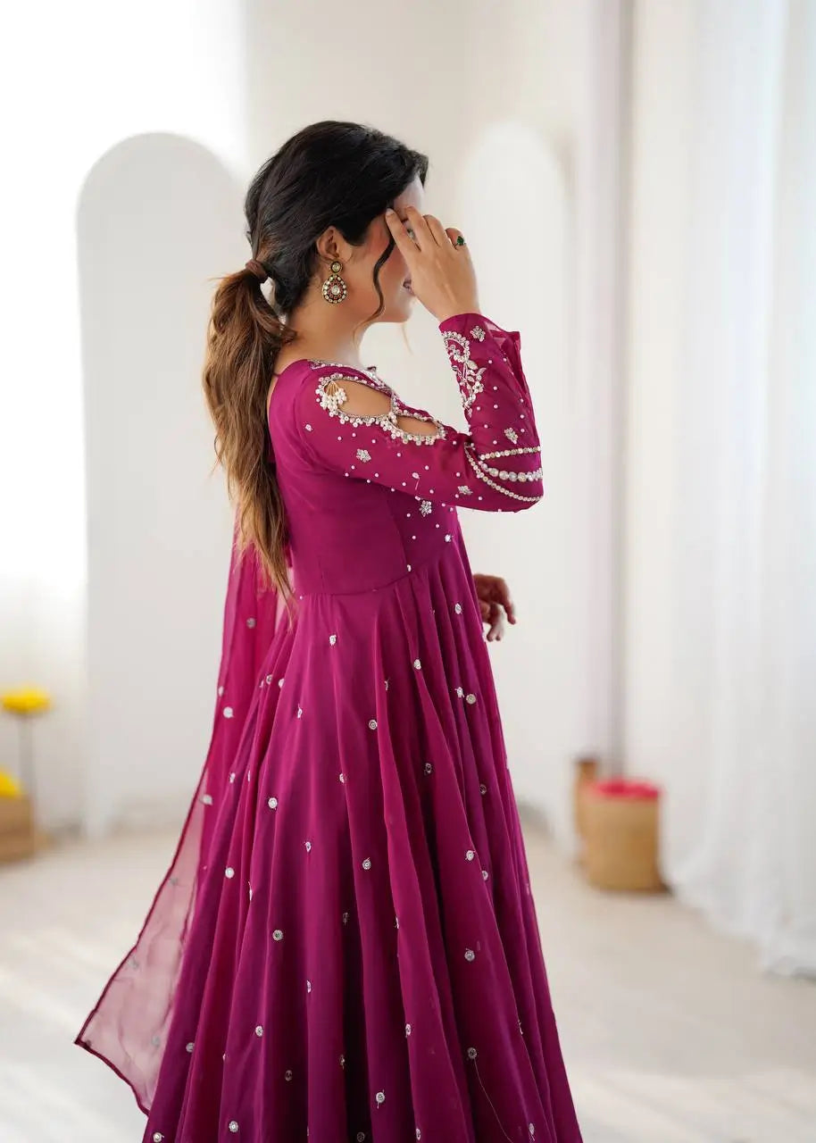 Mirror Sequin Embroidered Anarkali