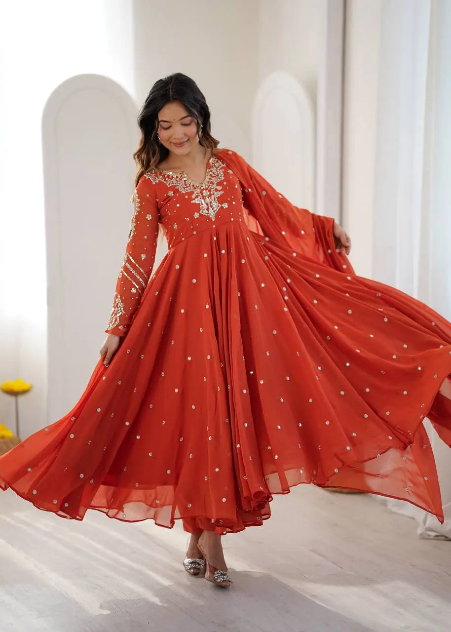 Mirror Sequin Embroidered Anarkali