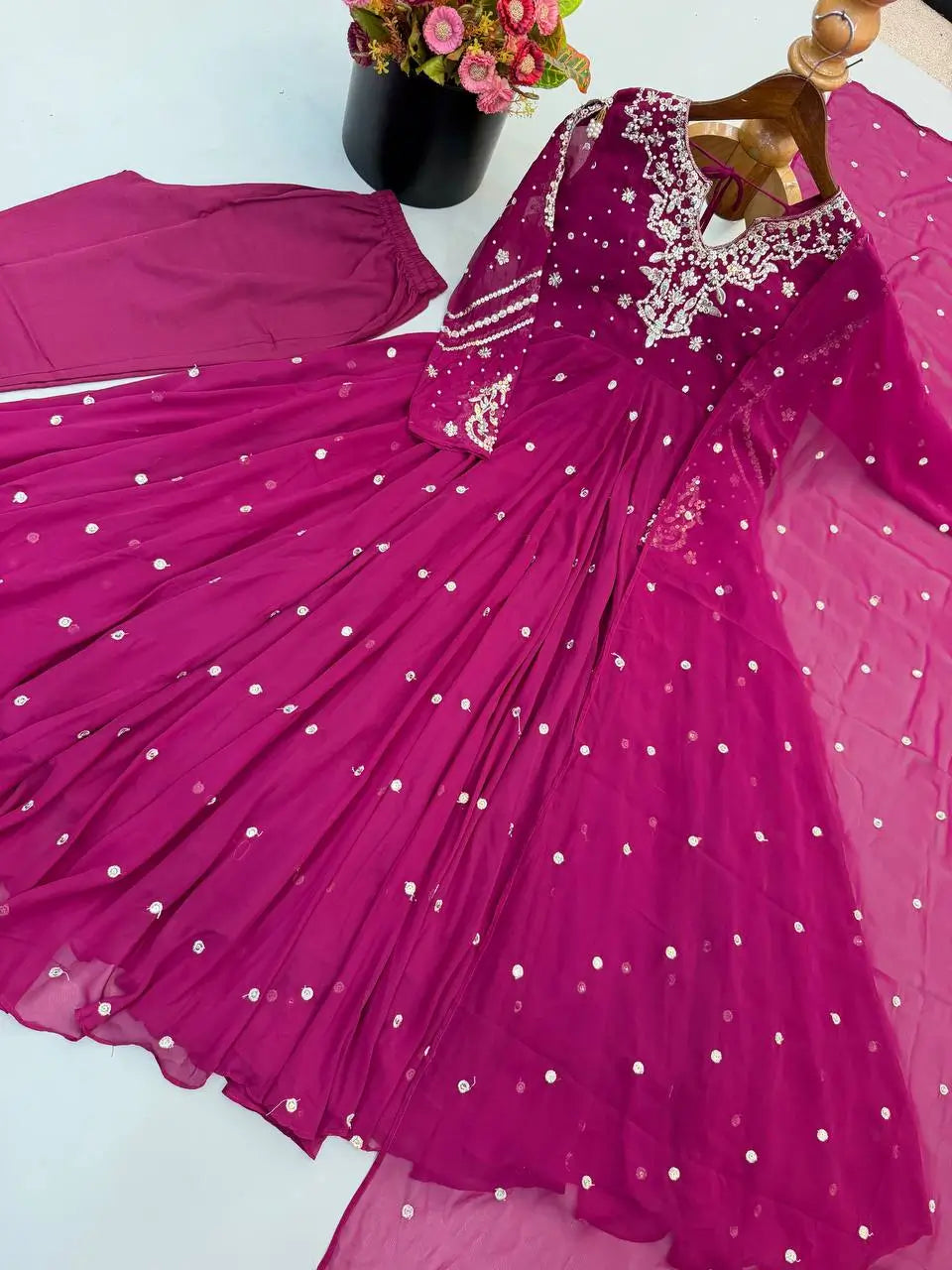 Mirror Sequin Embroidered Anarkali