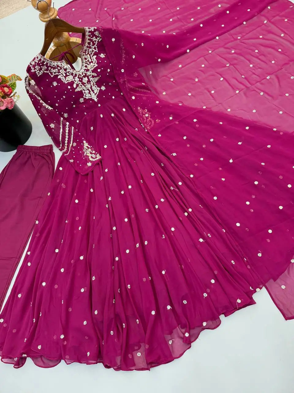 Mirror Sequin Embroidered Anarkali