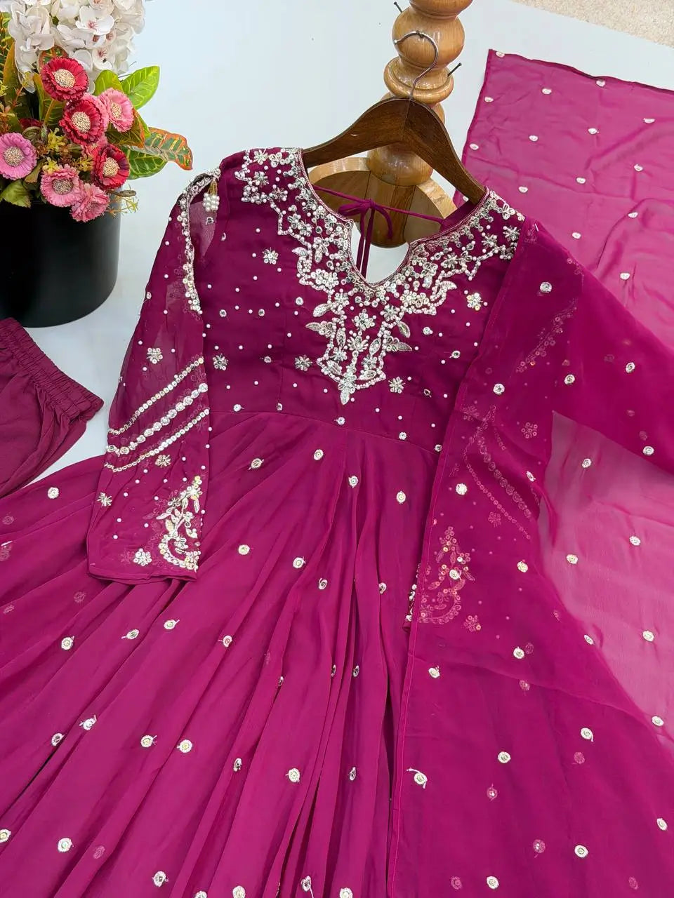 Mirror Sequin Embroidered Anarkali