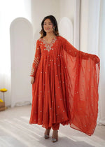 Mirror Sequin Embroidered Anarkali