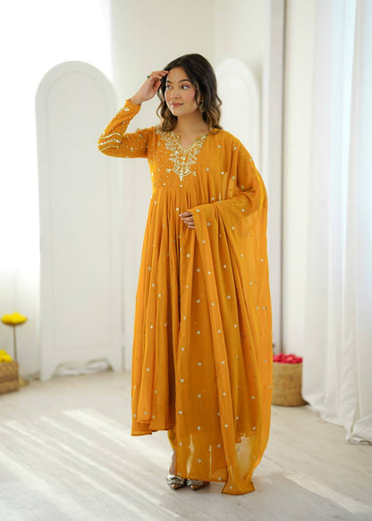 Mirror Sequin Embroidered Anarkali