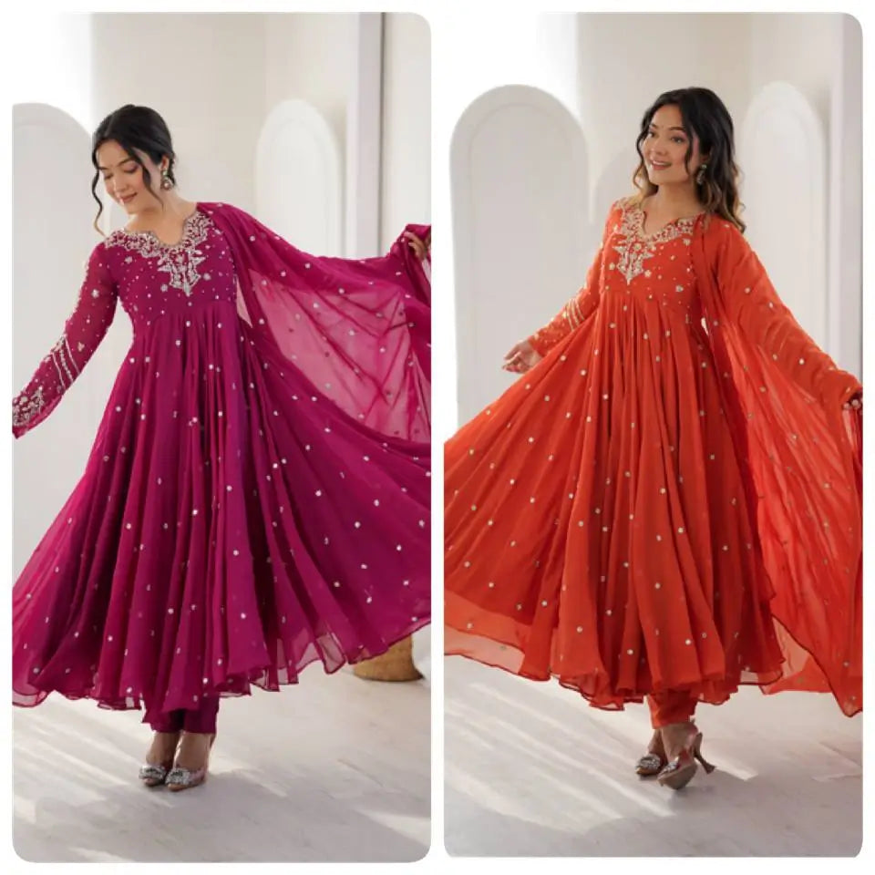 Mirror Sequin Embroidered Anarkali