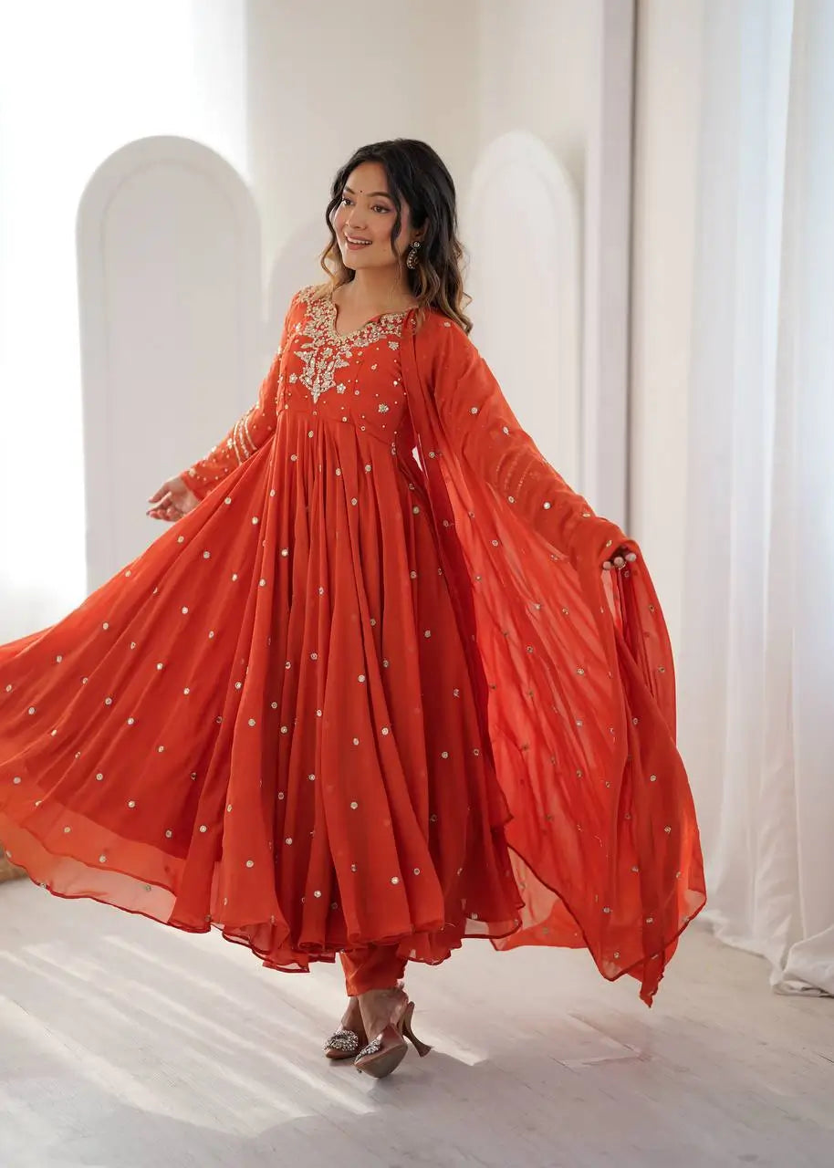 Mirror Sequin Embroidered Anarkali