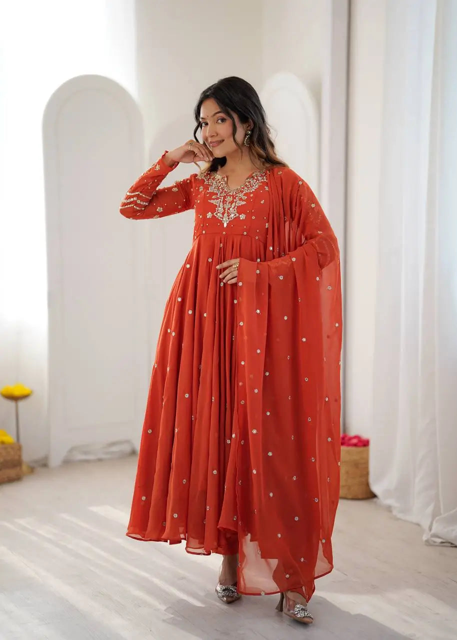 Mirror Sequin Embroidered Anarkali