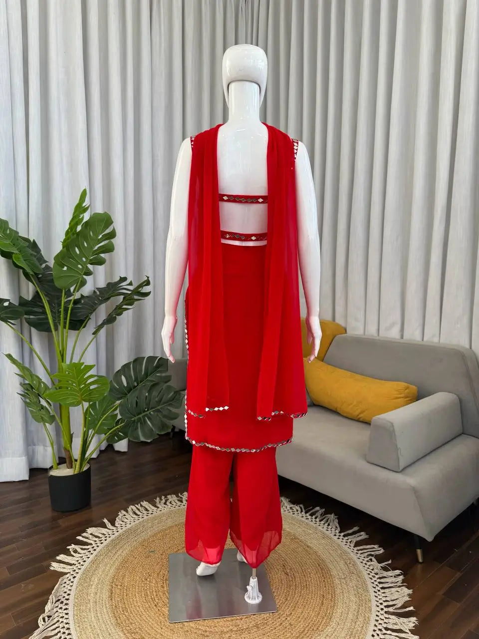 Mirror Work Boot Cut Suit Set for Festive and Party Wear