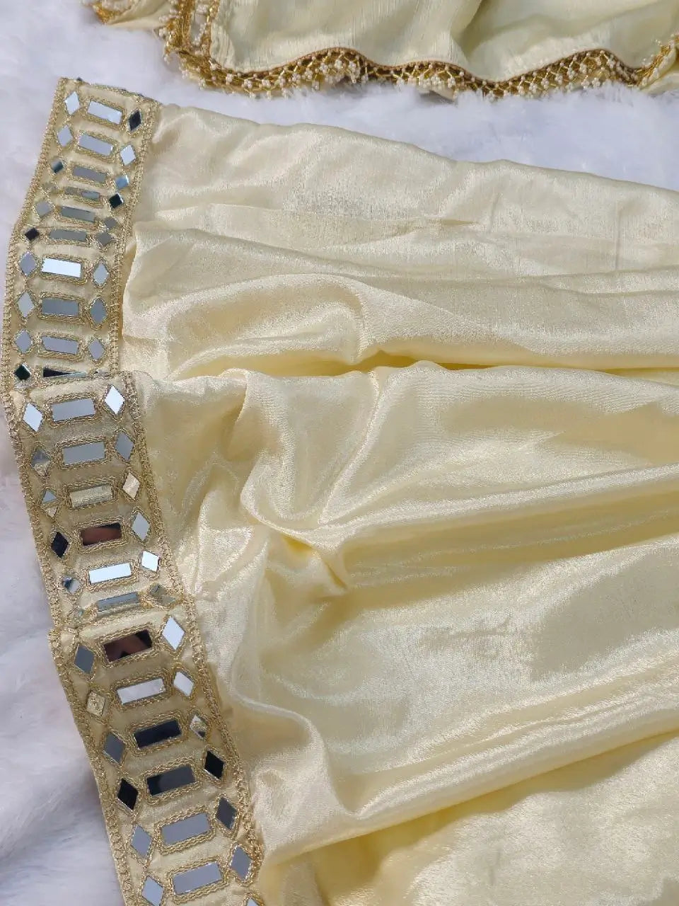 Mirror Work Chinon Kurta Palazzo Set with Dupatta