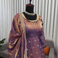 Mirror Work Fendy Silk Anarkali Gown Set with Dupatta