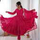 Mirror Work Mal Chanderi Ruffle Anarkali Set