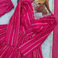 Mirror Work Mal Chanderi Ruffle Anarkali Set