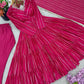 Mirror Work Mal Chanderi Ruffle Anarkali Set