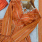 Mirror Work Mal Chanderi Ruffle Anarkali Set