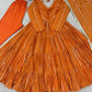 Mirror Work Mal Chanderi Ruffle Anarkali Set