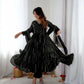 Mirror Work Mal Chanderi Ruffle Anarkali Set