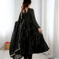 Mirror Work Mal Chanderi Ruffle Anarkali Set