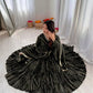 Mirror Work Mal Chanderi Ruffle Anarkali Set