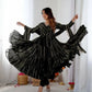 Mirror Work Mal Chanderi Ruffle Anarkali Set