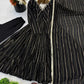Mirror Work Mal Chanderi Ruffle Anarkali Set