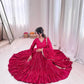 Mirror Work Mal Chanderi Ruffle Anarkali Set