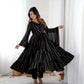 Mirror Work Mal Chanderi Ruffle Anarkali Set