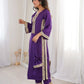 Mirror Work Natural Crepe Kurti Pant Set with Batwa for Festive Wear