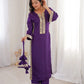 Mirror Work Natural Crepe Kurti Pant Set with Batwa for Festive Wear