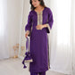 Mirror Work Natural Crepe Kurti Pant Set with Batwa for Festive Wear