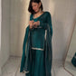 Mirror Work Silk Kurta Palazzo Set with Dupatta