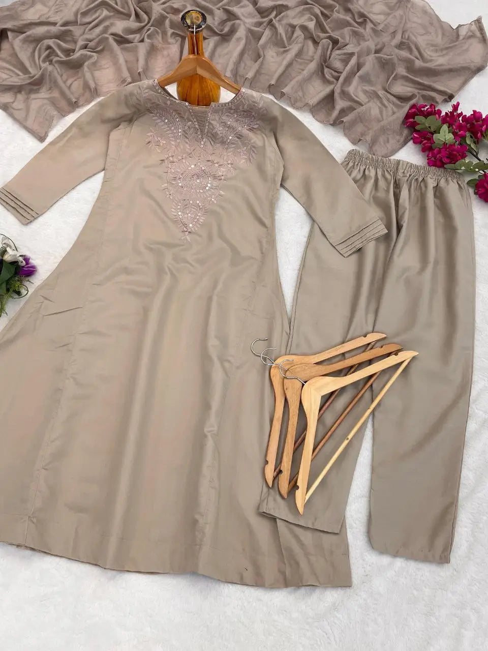 Mocha Paisley Anarkali Set