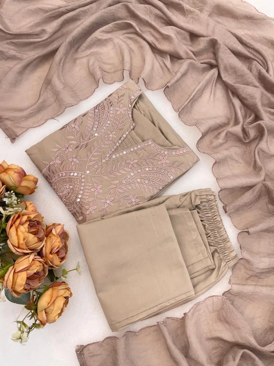 Mocha Paisley Anarkali Set
