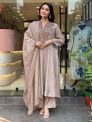 Mocha Paisley Anarkali Set