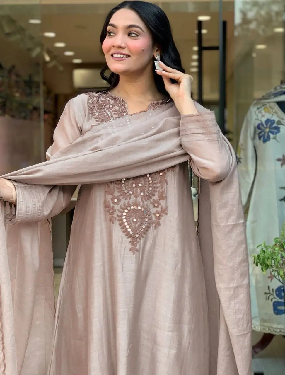 Mocha Paisley Anarkali Set