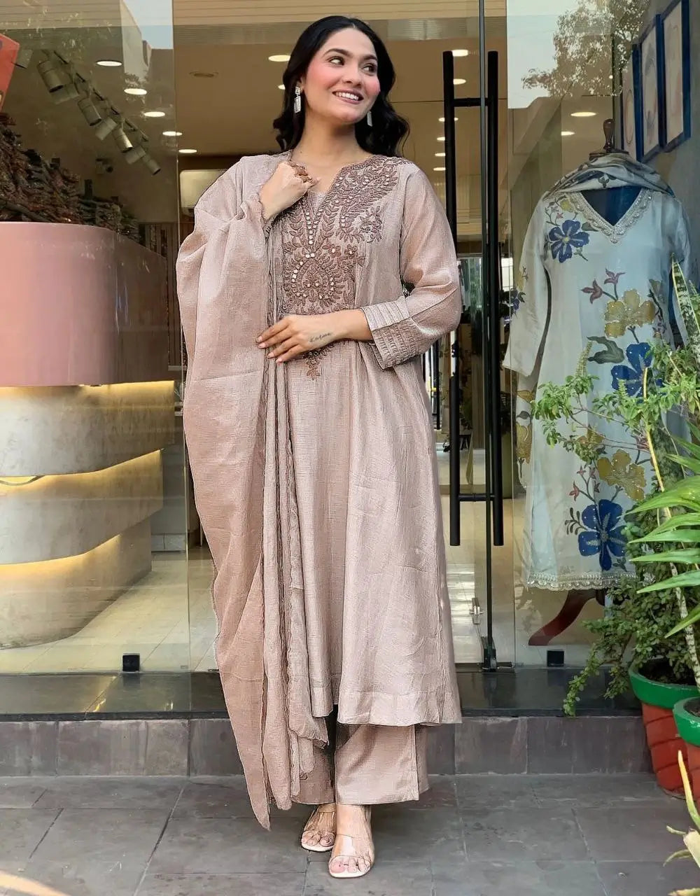 Mocha Paisley Anarkali Set