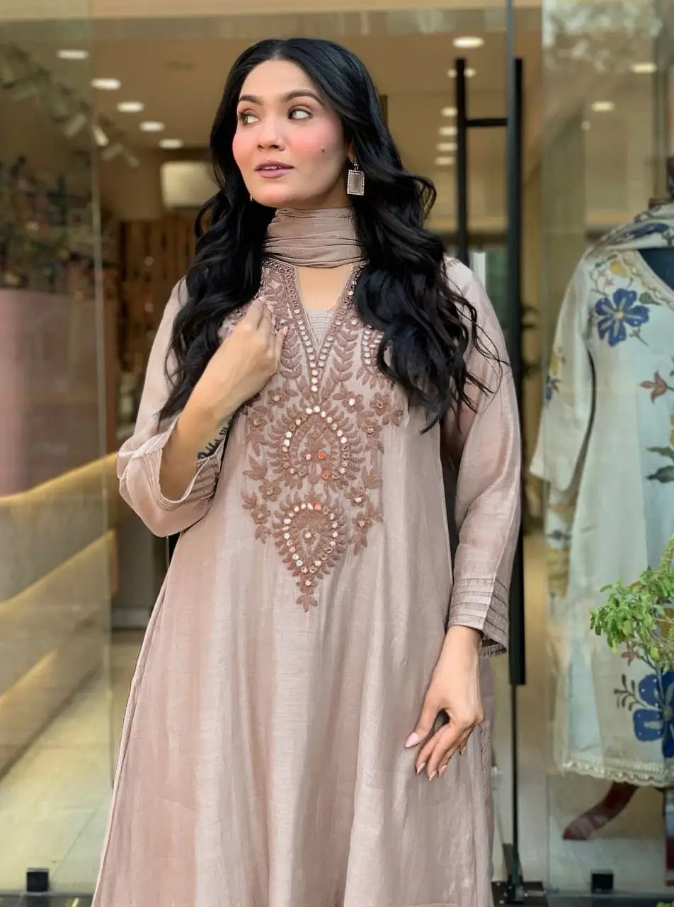 Mocha Paisley Anarkali Set