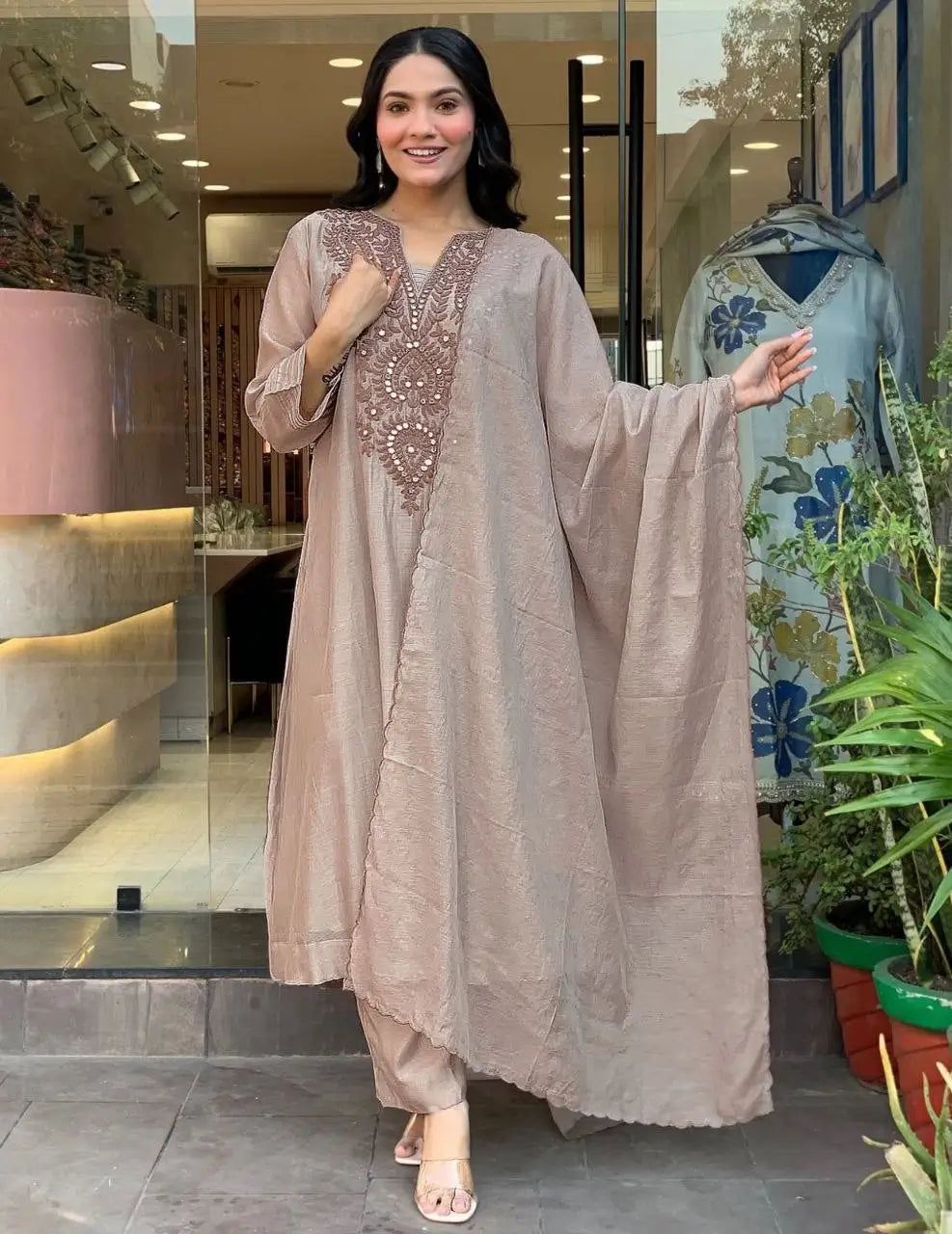 Mocha Paisley Anarkali Set
