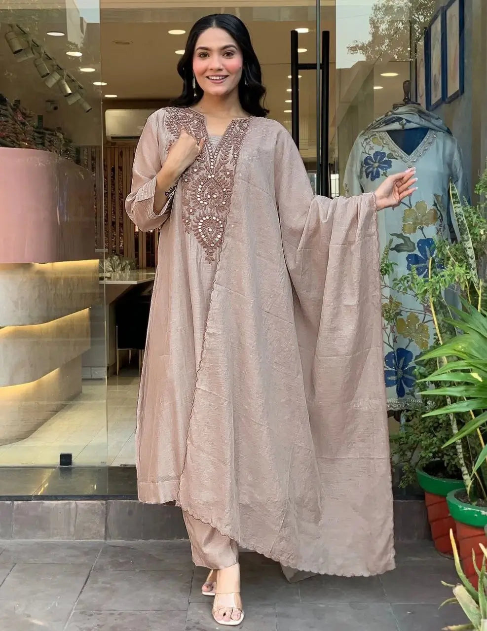 Mocha Paisley Anarkali Set