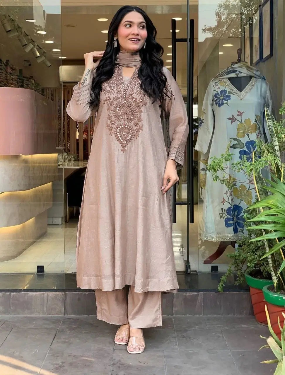 Mocha Paisley Anarkali Set