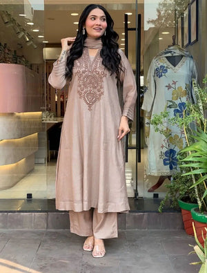 Mocha Paisley Anarkali Set