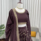 Mocha Royale Chinon Silk Thread and Sequin Lehenga Set