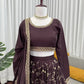 Mocha Royale Chinon Silk Thread and Sequin Lehenga Set