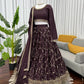 Mocha Royale Chinon Silk Thread and Sequin Lehenga Set